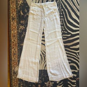 Hudson Jeans Cream full linen Wide Leg Pants